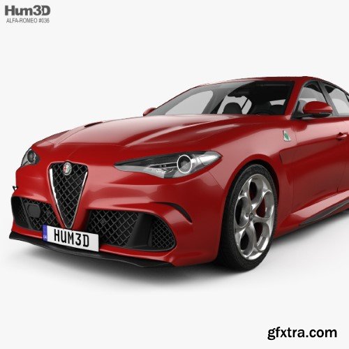 3DModels - Alfa Romeo Giulia Quadrifoglio with HQ interior 3D model