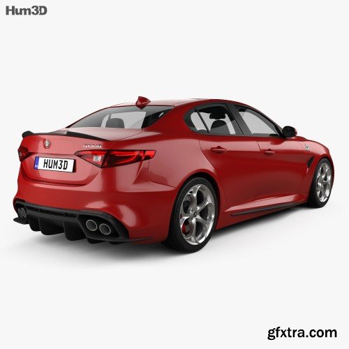 3DModels - Alfa Romeo Giulia Quadrifoglio with HQ interior 3D model