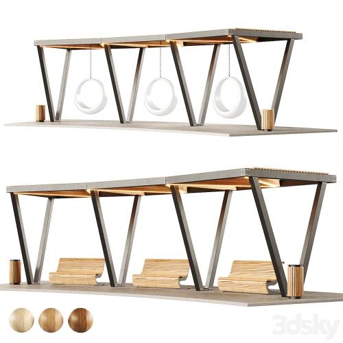 '3dsky Pro - Pergola with swings, benches 2' '3dsky Pro - Pergola with swings, benches 2'