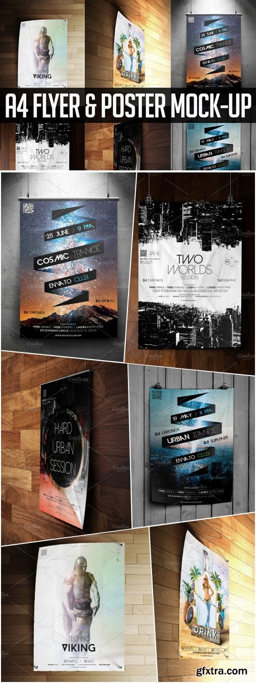 CreativeMarket - A4 Flyer & Poster Mock-up 1068515