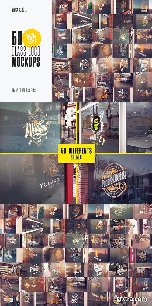 CreativeMarket - 50 Glass Mockup Megabundle 6538815