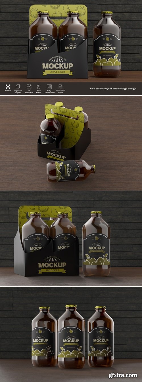CreativeMarket - Bottles in Paper Packaging Mockup 92026840