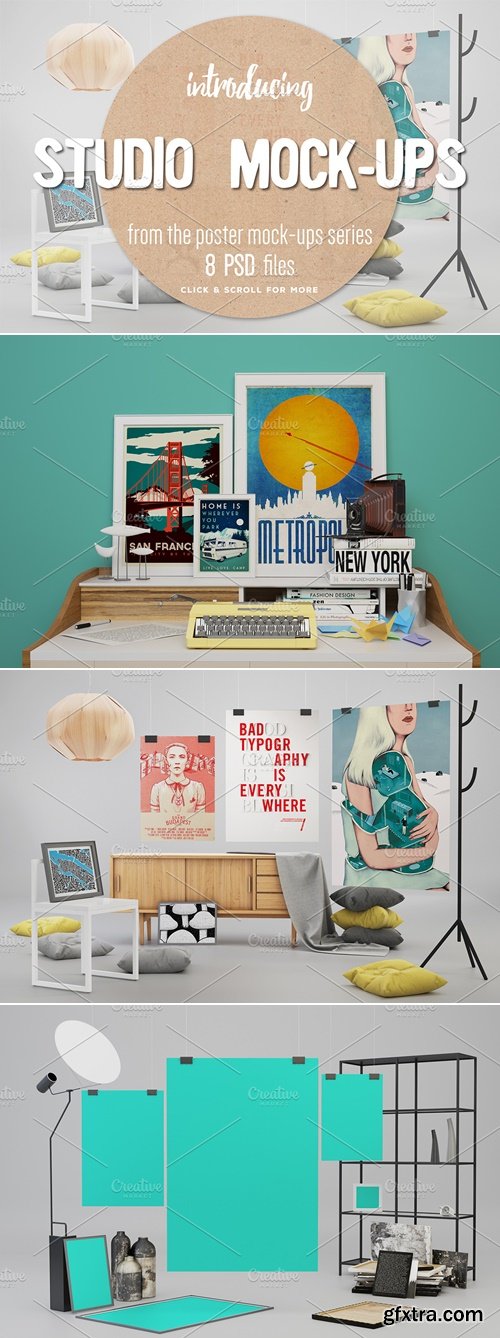 CreativeMarket - 8 Studio Poster Mock-ups 418350