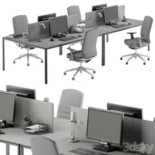 '3dsky Pro - employee Desk Gray Set - Office Furniture 237' '3dsky Pro - employee Desk Gray Set - Office Furniture 237'