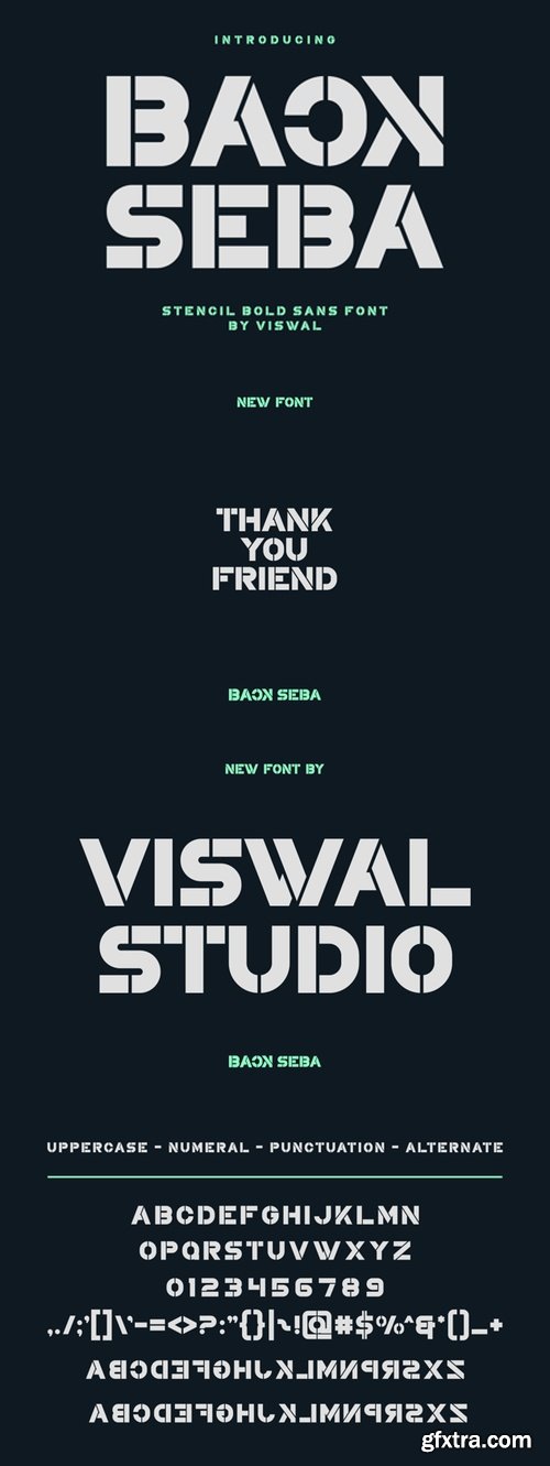 Back Seba - Modern Stencil Typeface
