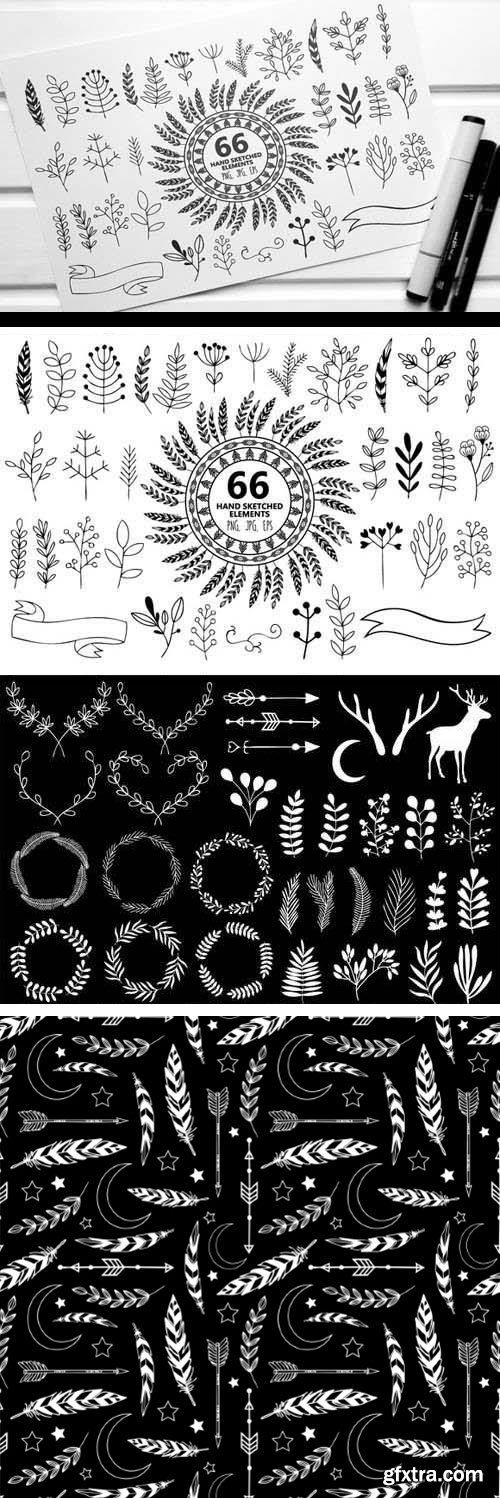 66 Hand sketched elements for design 158110