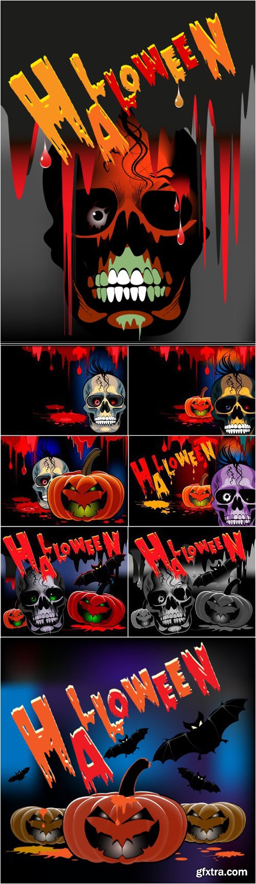 Halloween Party, Monster, Skull, Bat, Party, Pumpkin 8xEPS