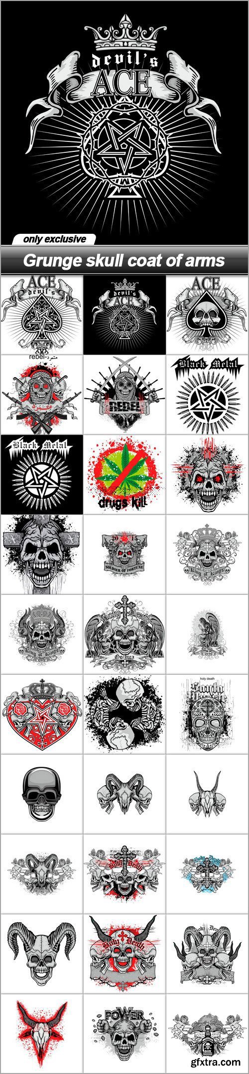 Fotolia - Grunge Skull Coat of Arms 30xEPS