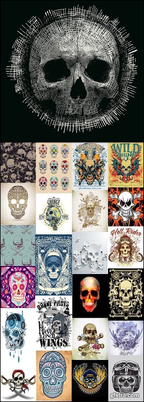 Skull Vector Illustrations for T-Shirts 26xEPS