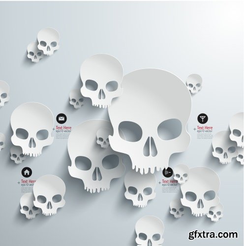 Skull Vector Illustrations for T-Shirts 26xEPS