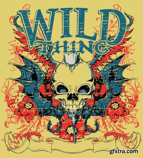 Skull Vector Illustrations for T-Shirts 26xEPS
