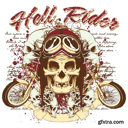 Skull Vector Illustrations for T-Shirts 26xEPS