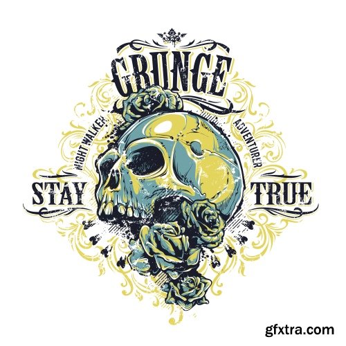 Skull Vector Illustrations for T-Shirts 26xEPS