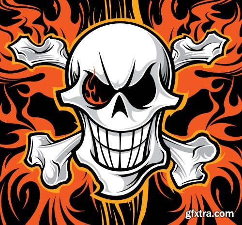 Skull Vector Illustrations for T-Shirts 26xEPS