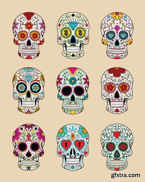 Skull Vector Illustrations for T-Shirts 26xEPS
