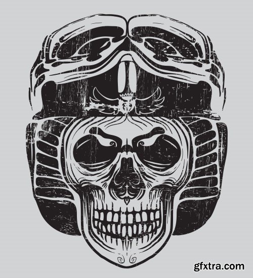 Skull Vector Illustrations for T-Shirts 26xEPS