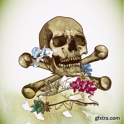 Skull Vector Illustrations for T-Shirts 26xEPS