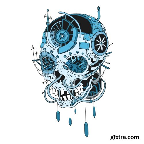Skull Vector Illustrations for T-Shirts 26xEPS