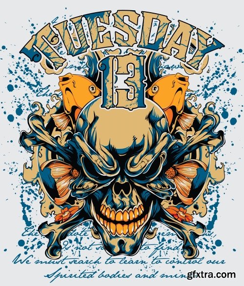 Skull Vector Illustrations for T-Shirts 26xEPS