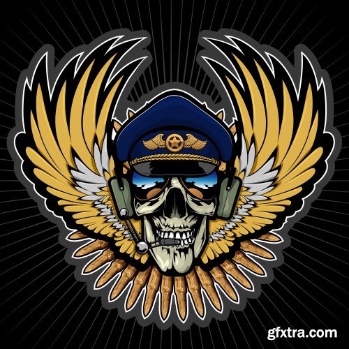 Skull Vector Illustrations for T-Shirts 26xEPS