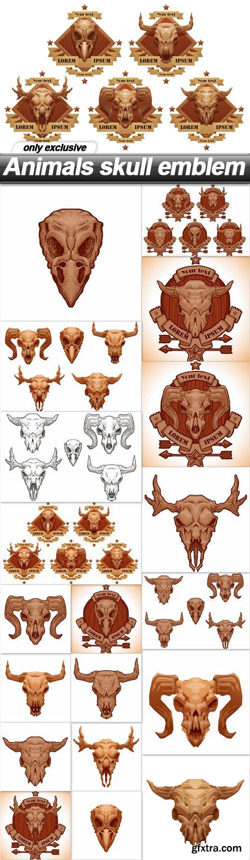Animal Skull Emblems 19xEPS