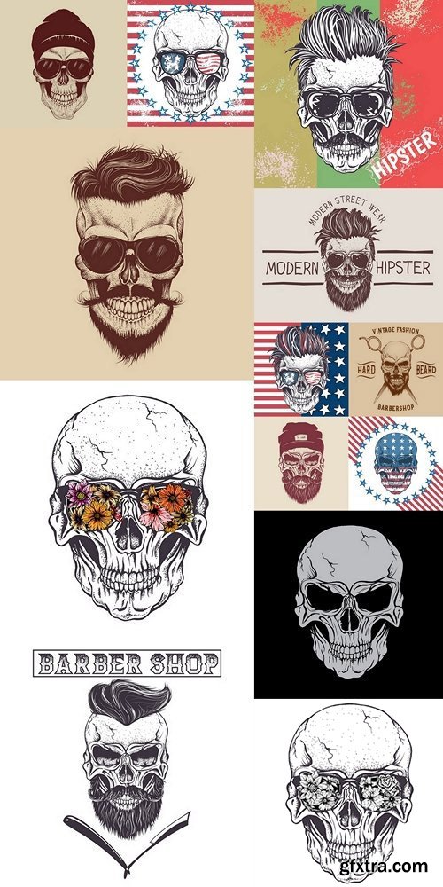 Skulls with Sunglasses 13xEPS