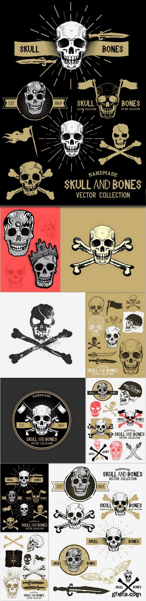 Pirate Skulls and Bones T-Shirt Design 9xEPS