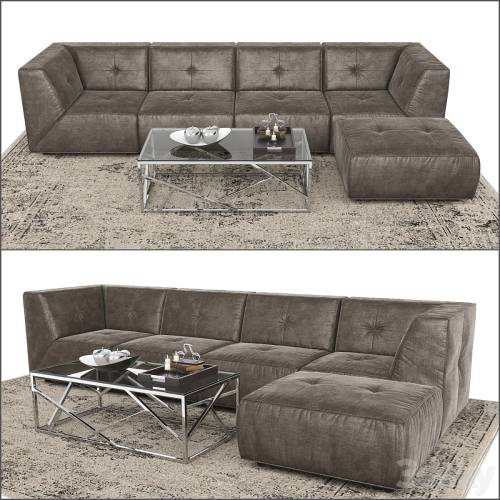 '3dsky Pro - Divani Casa Sectional Sofa and Ottoman.'