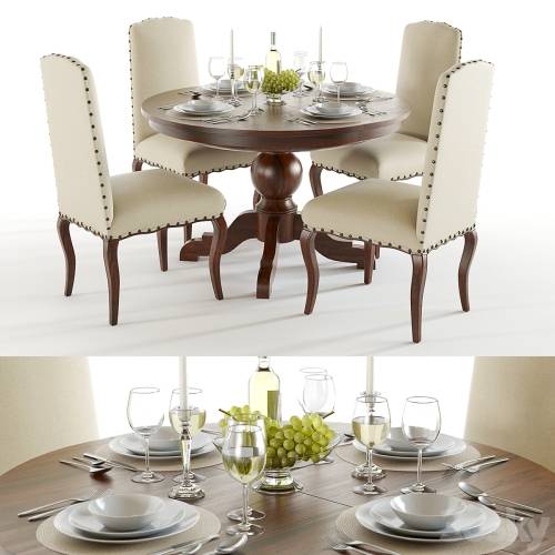 '3dsky Pro - Pottery Barn Sumner and Calais table set' '3dsky Pro - Pottery Barn Sumner and Calais table set'