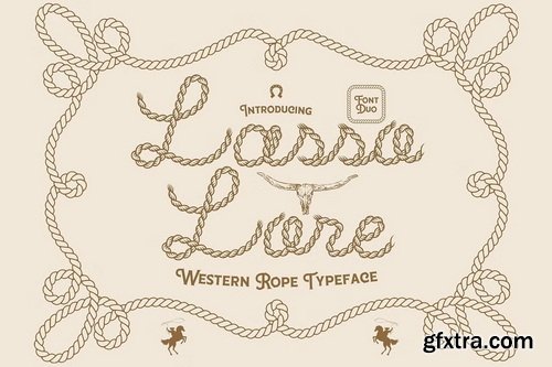 CreativeMarket - Lasso Lore - Western Rope Font Duo