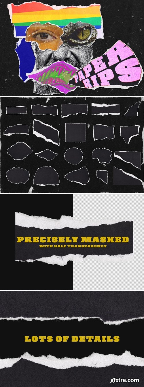 CreativeMarket - 20 Isolated Paper Rips, Torn Ripped 284727841