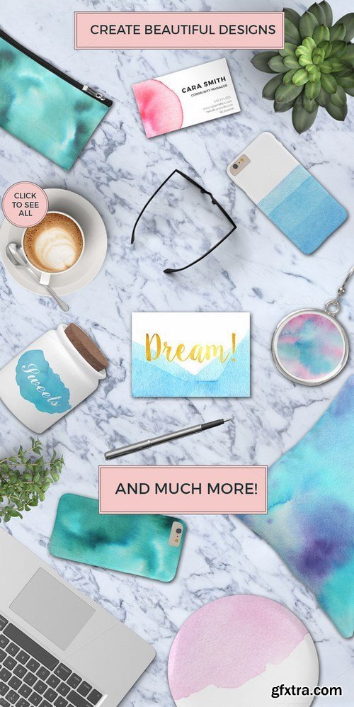 CreativeMarket - Watercolor design kit 705715