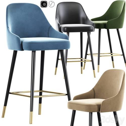 '3dsky Pro - Glam Bar Stool Blue Velvet' '3dsky Pro - Glam Bar Stool Blue Velvet'
