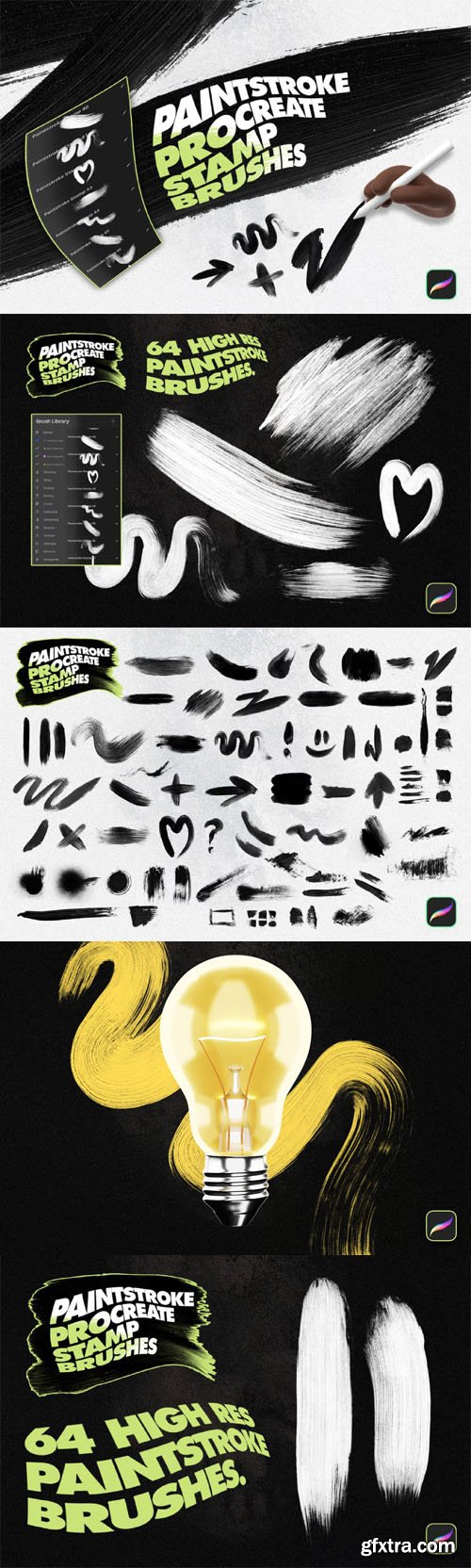 Paintstroke Stamp Brushes Pack for Procreate