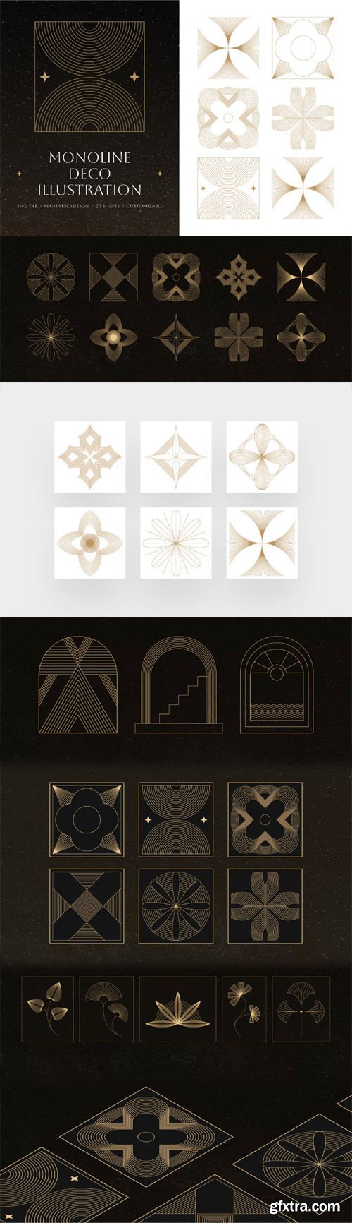 Monoline Deco Illustration Elements
