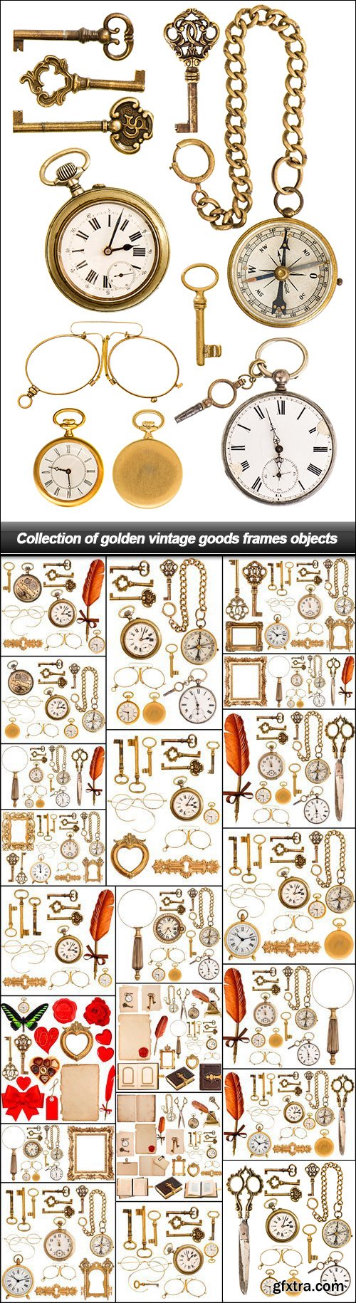 Collection of Golden Vintage Goods, Frames & Objects 21xJPG