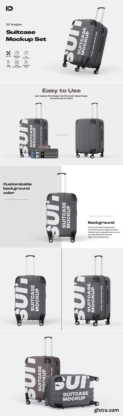 CreativeMarket - Travel Suitcase Mockup Set