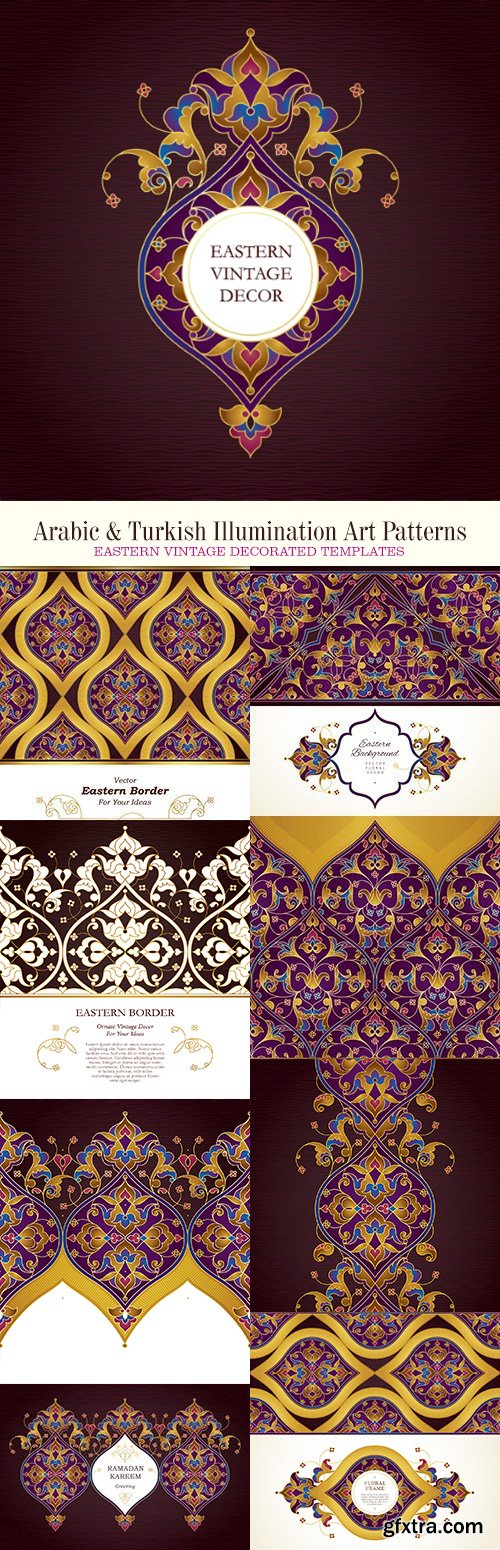Arabic and Turkish Illumination Art Patterns 9xEPS