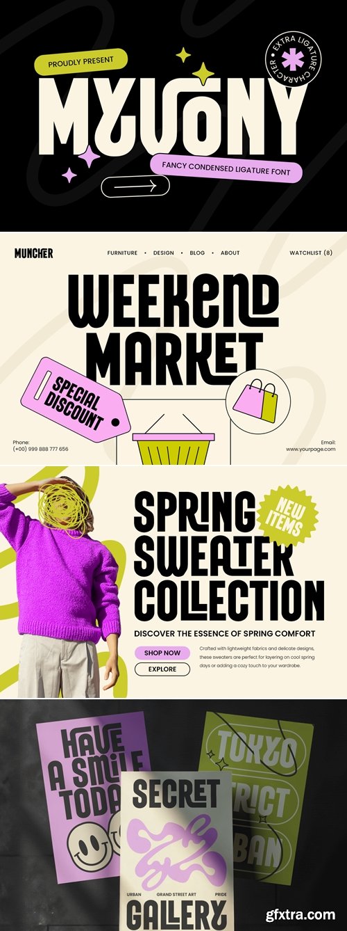 Myvony - Headline Condensed Ligature Tall Font