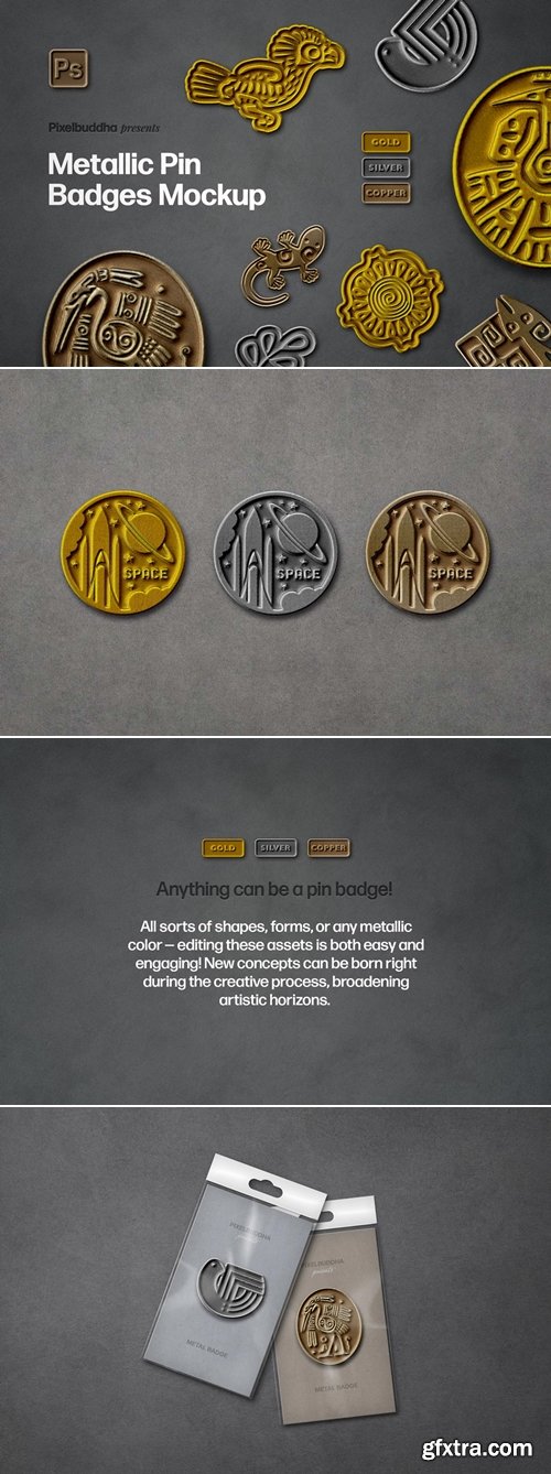 Pixelbuddha - Metallic Pin Badge Mockup 1305