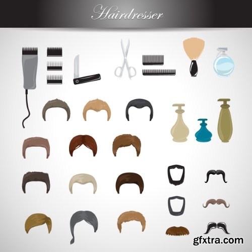 Barber Shop Design Elements 25xEPS Barber Shop Design Elements 25xEPS