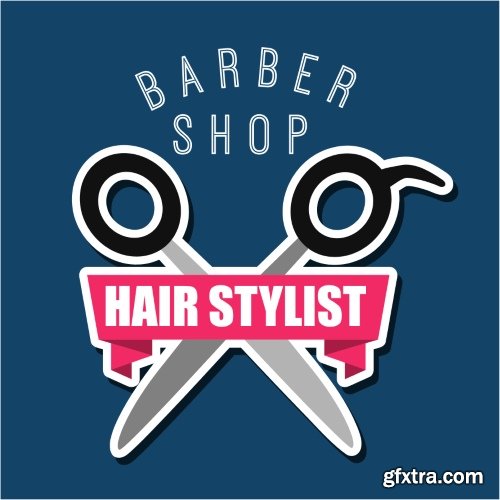 Barber Shop Design Elements 25xEPS Barber Shop Design Elements 25xEPS