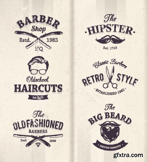 Barber Shop Design Elements 25xEPS Barber Shop Design Elements 25xEPS