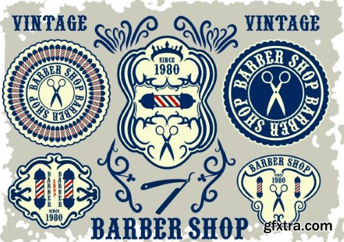 Barber Shop Design Elements 25xEPS Barber Shop Design Elements 25xEPS