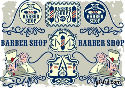 Barber Shop Design Elements 25xEPS Barber Shop Design Elements 25xEPS