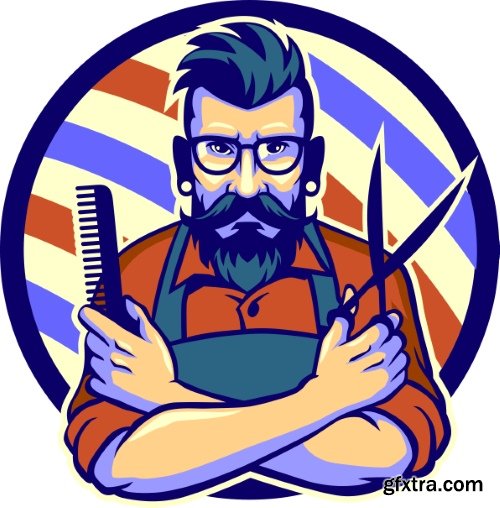 Barber Shop Design Elements 25xEPS Barber Shop Design Elements 25xEPS