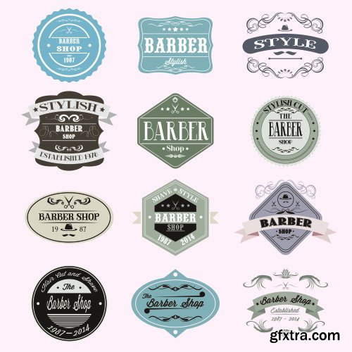 Barber Shop Design Elements 25xEPS Barber Shop Design Elements 25xEPS