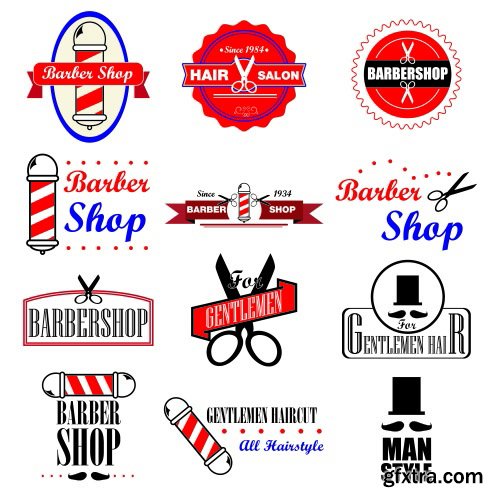 Barber Shop Design Elements 25xEPS Barber Shop Design Elements 25xEPS