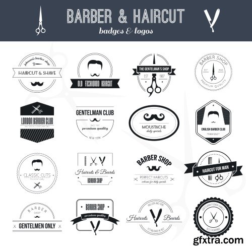 Barber Shop Design Elements 25xEPS Barber Shop Design Elements 25xEPS