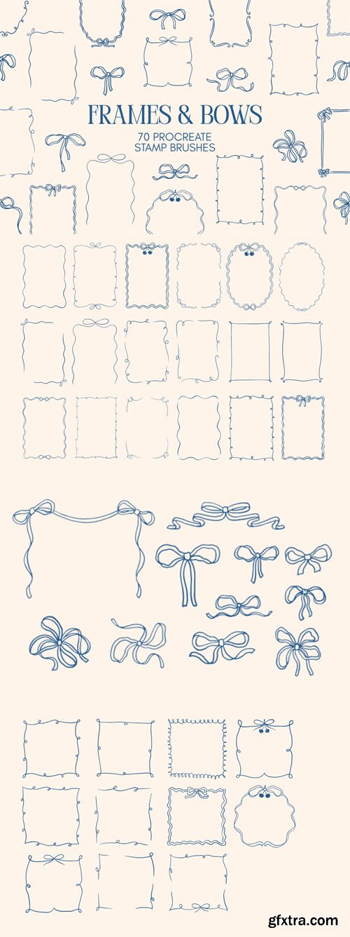 Frames & Bows - 70 Procreate Stamp Brushes Pack